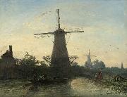 Johan Barthold Jongkind Mills near Rotterdam oil on canvas